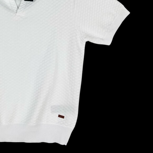 Buffalo David Bitton Mens Willians White Short Sleeve Polo Shirt Size Medium NWT - Picture 6 of 12